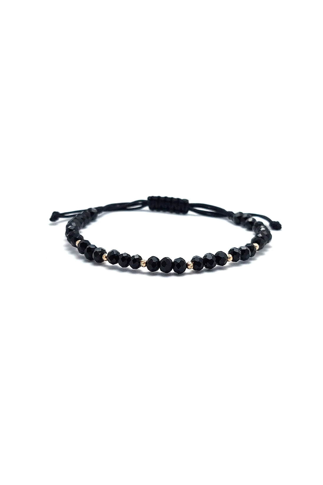 Bratara cu 8 bilute de 2mm din aur 14k si cristale negre