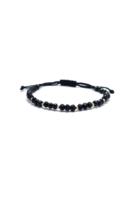 Bratara cu 8 bilute de 2mm din aur 14k si cristale negre