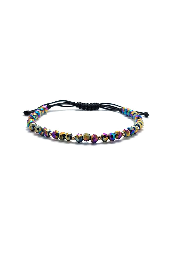 Bratara cu 8 bilute de 2mm din aur 14k si cristale cameleon