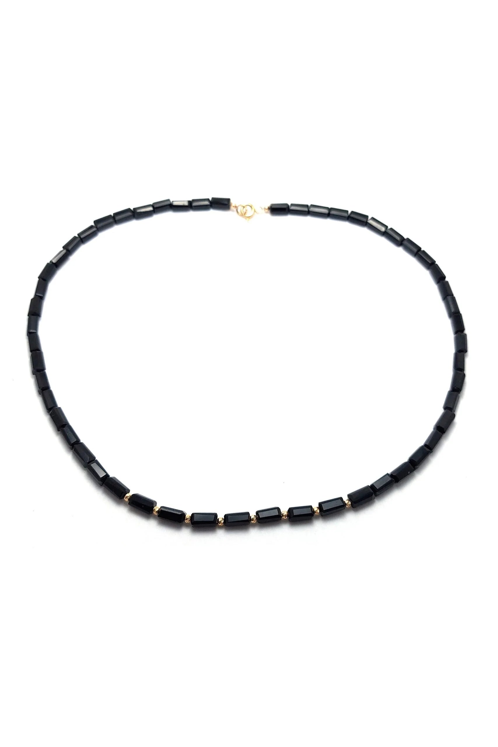 Colier 8 bilute aur 14kt(585) si onix dreptunghiular