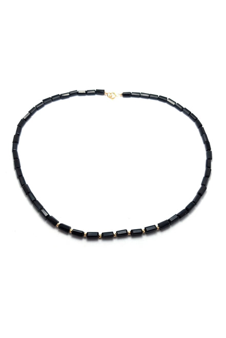 Colier 8 bilute aur 14kt(585) si onix dreptunghiular
