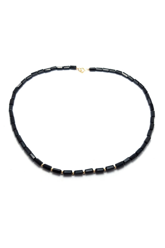 Colier 8 bilute aur 14kt(585) si onix dreptunghiular