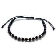 Bratara cu 10 bilute striate si cristale negre