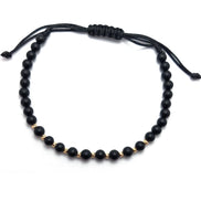 Bratara cu 10 bilute din aur 14k si Onix mat negru