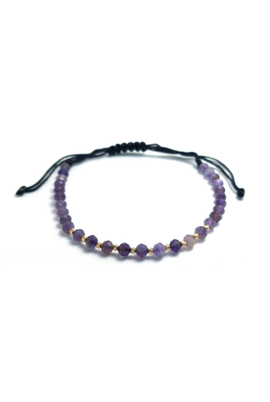 Bratara cu 10 bilute striate si ametist mov