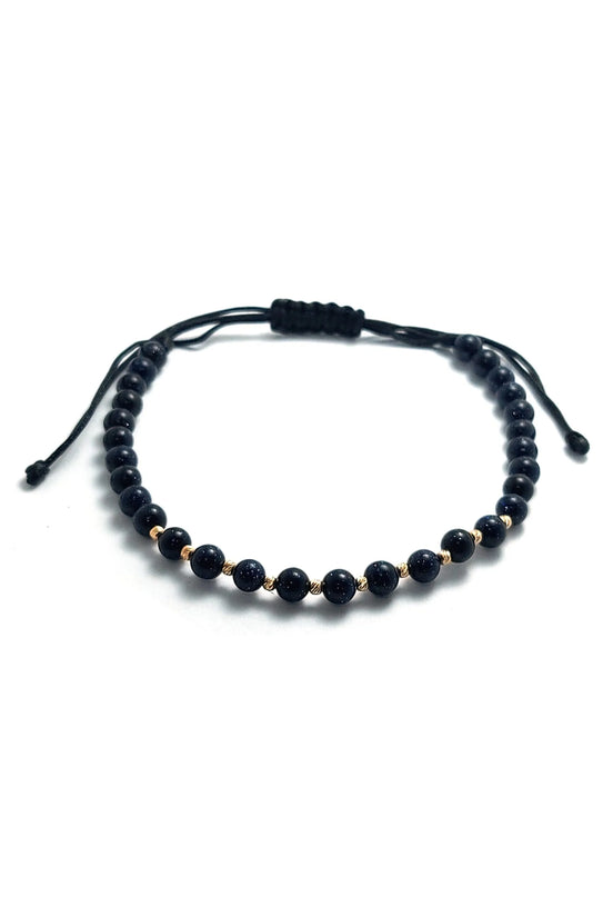 Bratara cu 10 bilute striate,Piatra Soarelui Albastru