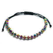 Bratara cu 10 bilute striate si cristale cameleon