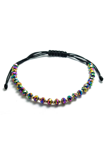 Bratara cu 10 bilute striate si cristale cameleon