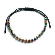 Bratara cu 10 bilute striate si cristale cameleon