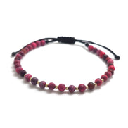 Bratara cu 10 bilute striate de 2mm din aur 14k si Howlite Roșu - Violet