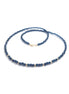 Colier cu cristale rotunde albastru închis și bile de aur de 14k de 2mm, lungime 40 cm