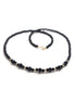 Colier cu cristale rotunde negre combinate și bile de aur de 14k de 2mm, lungime 40 cm