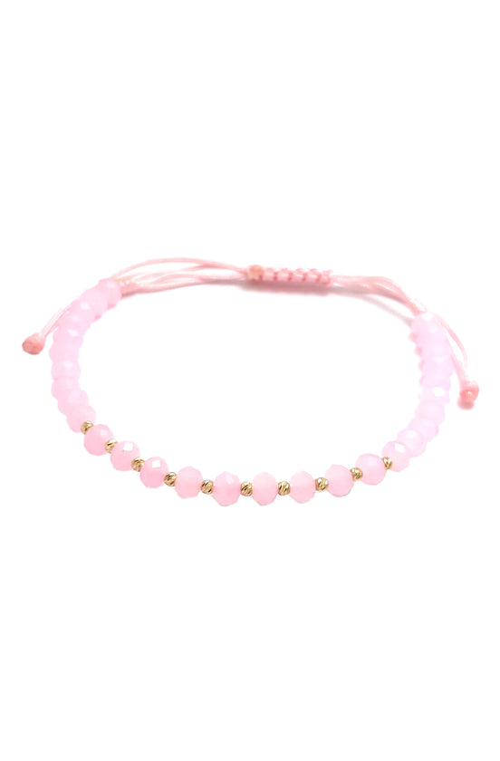Bratara cu 10 bilute din aur 14k de 2mm si cristale roz 4mm