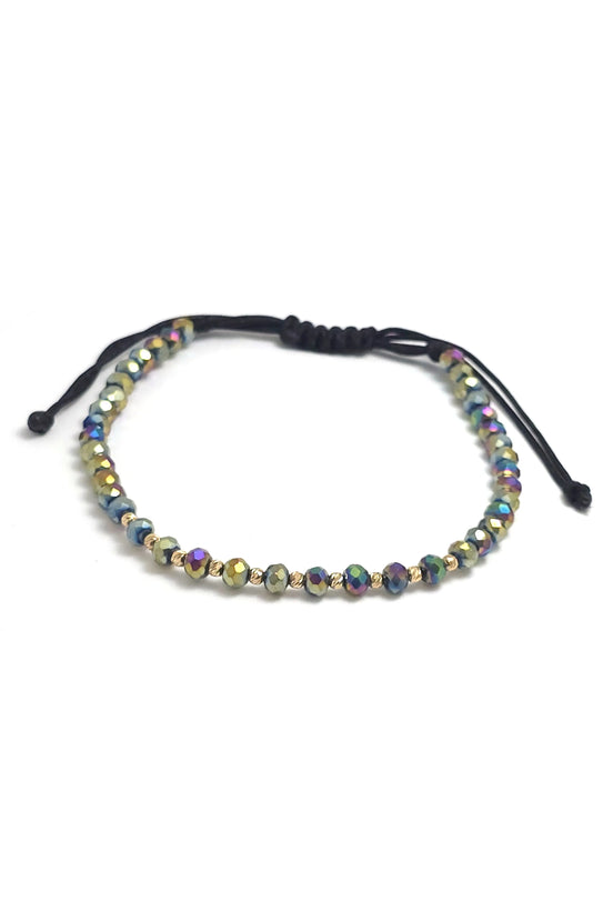 Bratara cu 10 bilute din aur 14k de 2mm si cristale cameleon 3mm