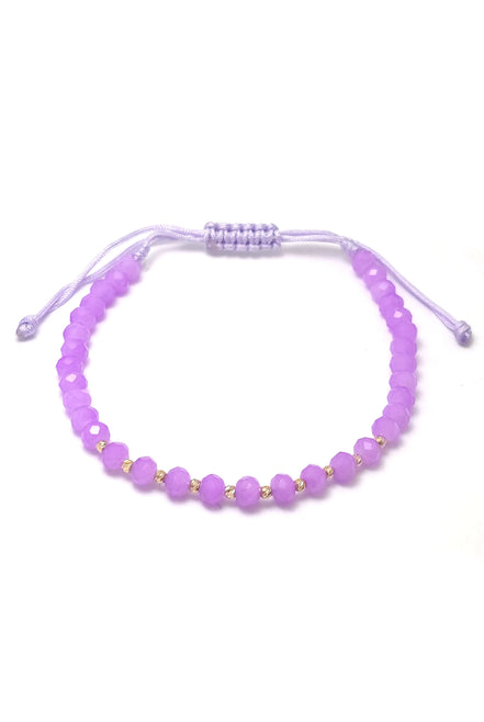 Bratara cu 10 bilute din aur 14k de 2mm si cristale lila 4mm