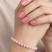 Bratara cu 10 bilute din aur 14k de 2mm si cristale roz 4mm, model mana