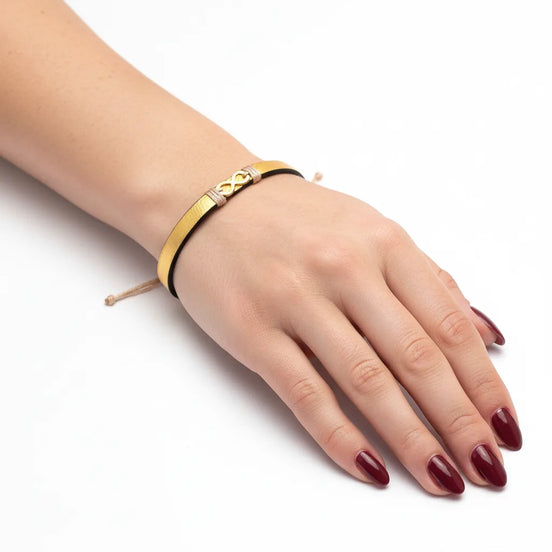 bratara piele aurie îngustă model infinit mana