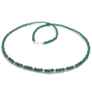 Colier cu cristale rotunde verde smarald și bile de aur de 14k de 2mm, lungime 40 cm