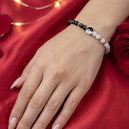 Brățară Yin Yang cristale bicolor cu 8 Biluțe din Aur 14K (585),2mm
