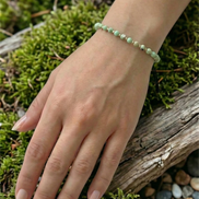 Bratara cu snur, 10 bilute striate 2mm din aur 14k, Howlite verde-turcoaz