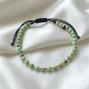 Bratara cu snur, 10 bilute striate 2mm din aur 14k, Howlite verde-turcoaz