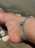 Brățară de picior cu 4 bilute din aur 14kt cu piatră Turcoaz și talisman Steluță de Mare