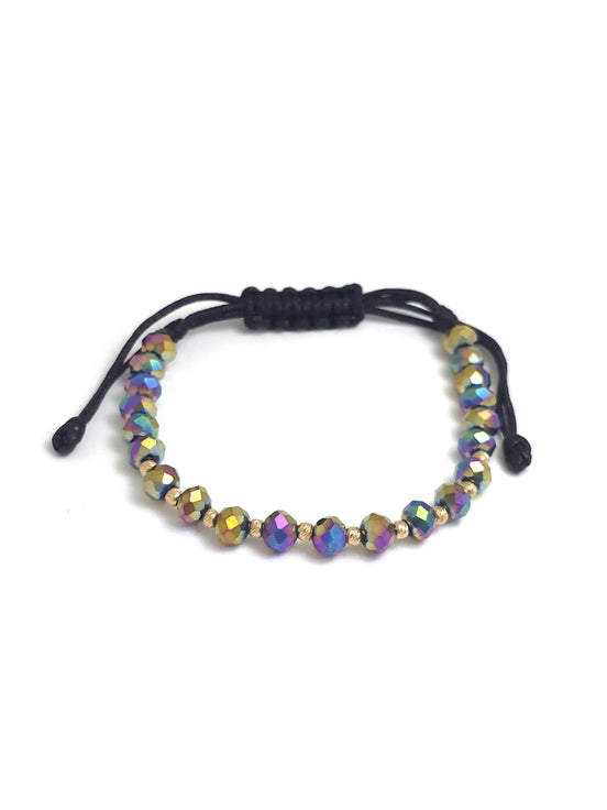 Brățară Bebeluși/Copii Aur 14K – 10 Bile de 2mm și Cristale cameleon