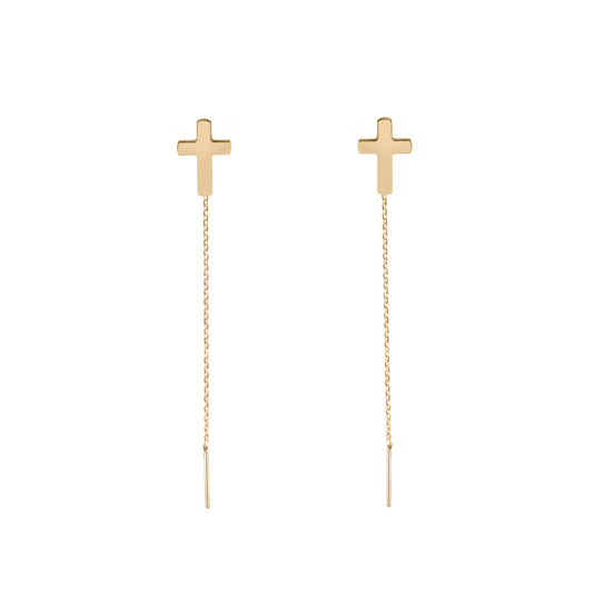 cercei cu lant si cruce aur14k