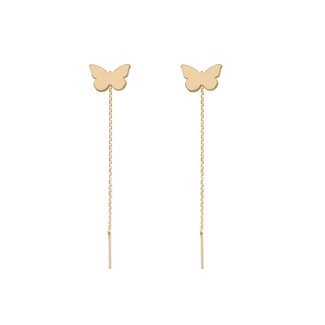 cercei cu lantisor si fluture aur 14k