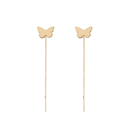 cercei cu lantisor si fluture aur 14k