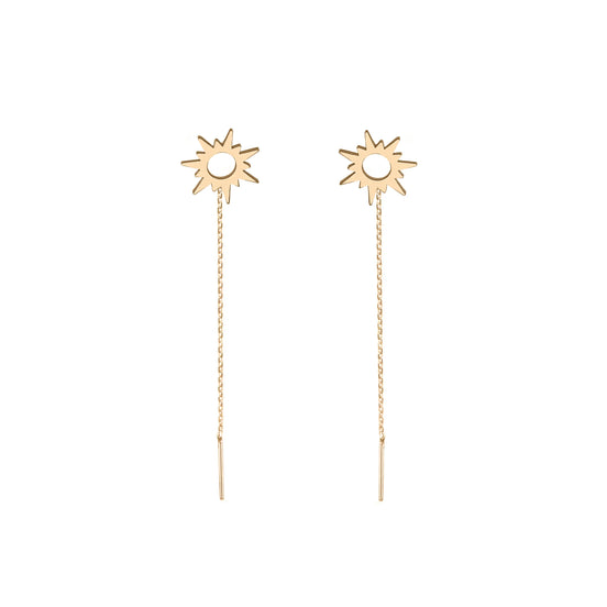 cercei cu lant si soare aur14k