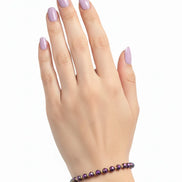 Bratara cu 10 bilute din aur 14k de 2mm si cristale mov 3mm, model mana