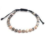 Brățară cu 10 biluțe striate de 2mm din aur 14k și Zasp Zebra Roz-Gri Mat