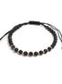 Brățară cu 10 biluțe striate de 2mm din aur 14k și Obsidian cu Inserții Aurii